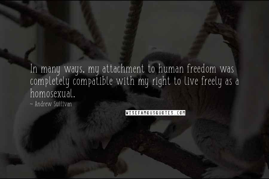 Andrew Sullivan Quotes: In many ways, my attachment to human freedom was completely compatible with my right to live freely as a homosexual.