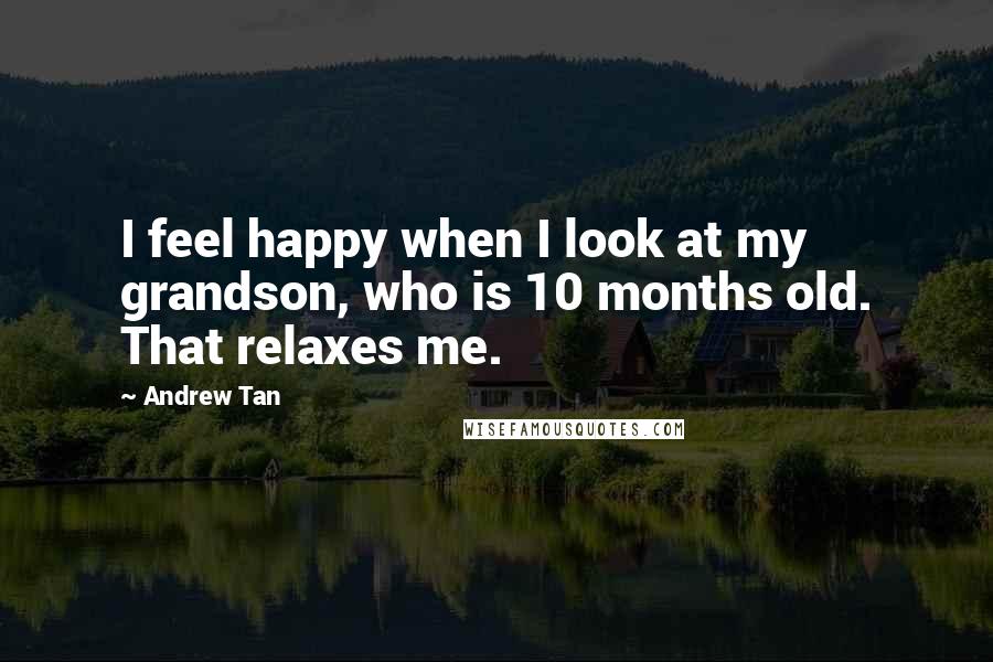 Andrew Tan Quotes: I feel happy when I look at my grandson, who is 10 months old. That relaxes me.