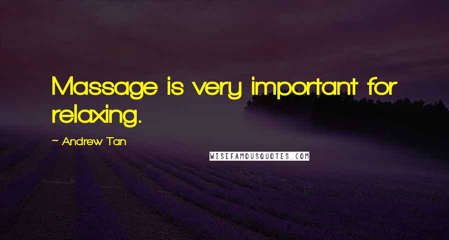 Andrew Tan Quotes: Massage is very important for relaxing.