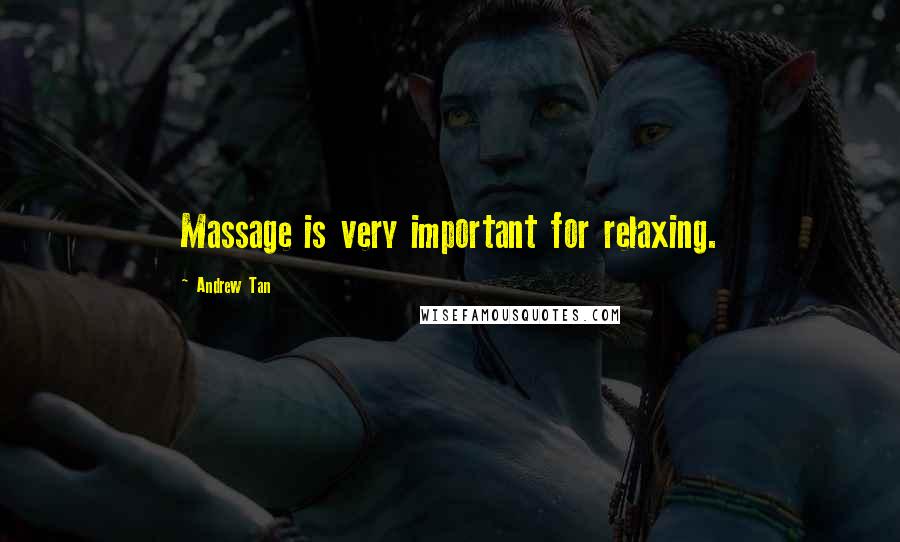 Andrew Tan Quotes: Massage is very important for relaxing.