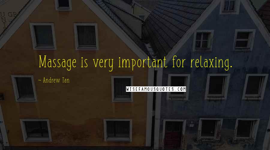 Andrew Tan Quotes: Massage is very important for relaxing.