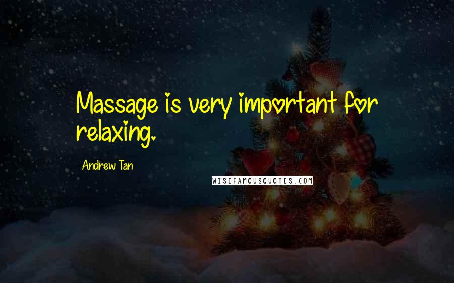 Andrew Tan Quotes: Massage is very important for relaxing.