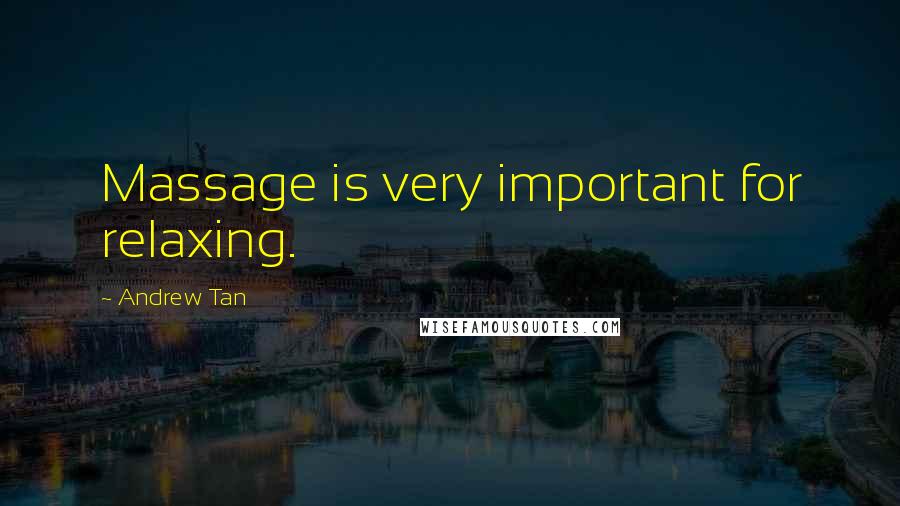 Andrew Tan Quotes: Massage is very important for relaxing.