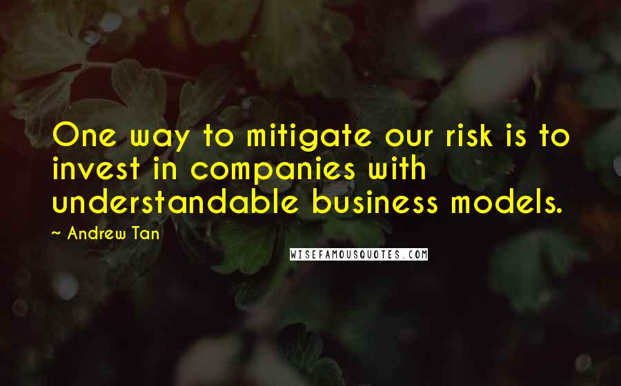 Andrew Tan Quotes: One way to mitigate our risk is to invest in companies with understandable business models.