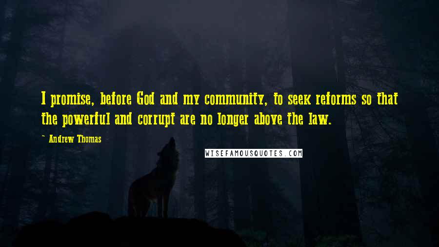 Andrew Thomas Quotes: I promise, before God and my community, to seek reforms so that the powerful and corrupt are no longer above the law.