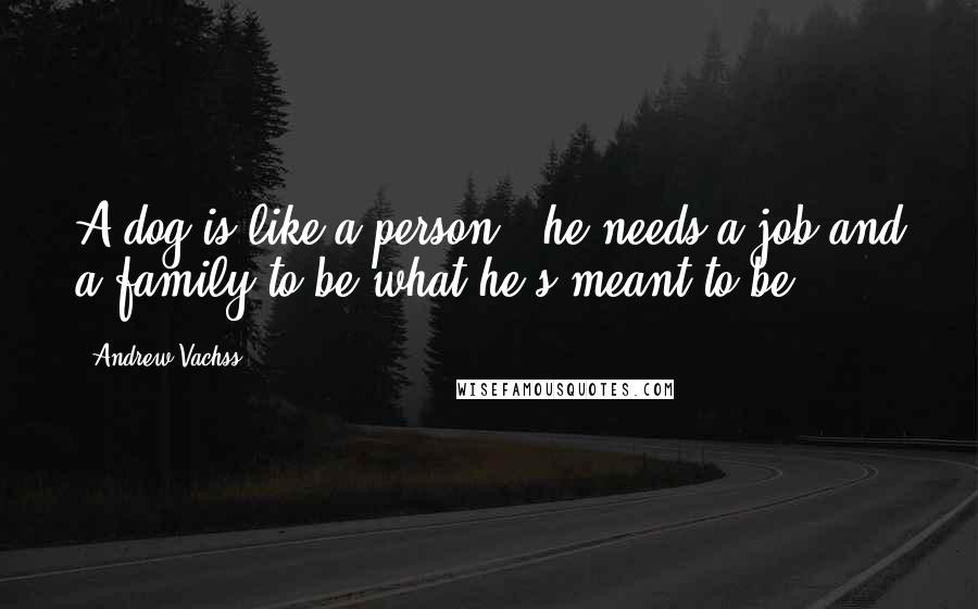 Andrew Vachss Quotes: A dog is like a person - he needs a job and a family to be what he's meant to be.