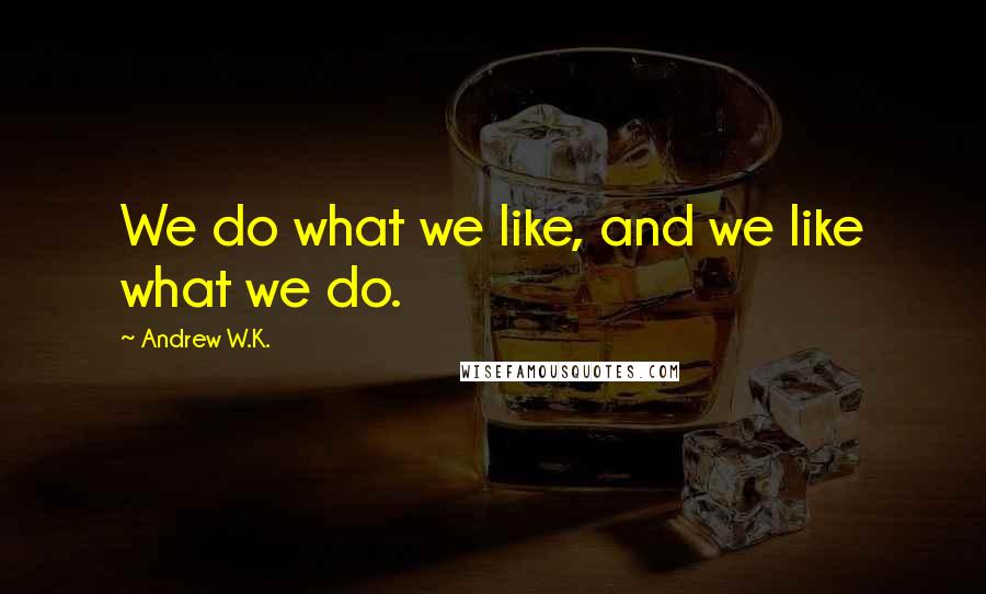 Andrew W.K. Quotes: We do what we like, and we like what we do.
