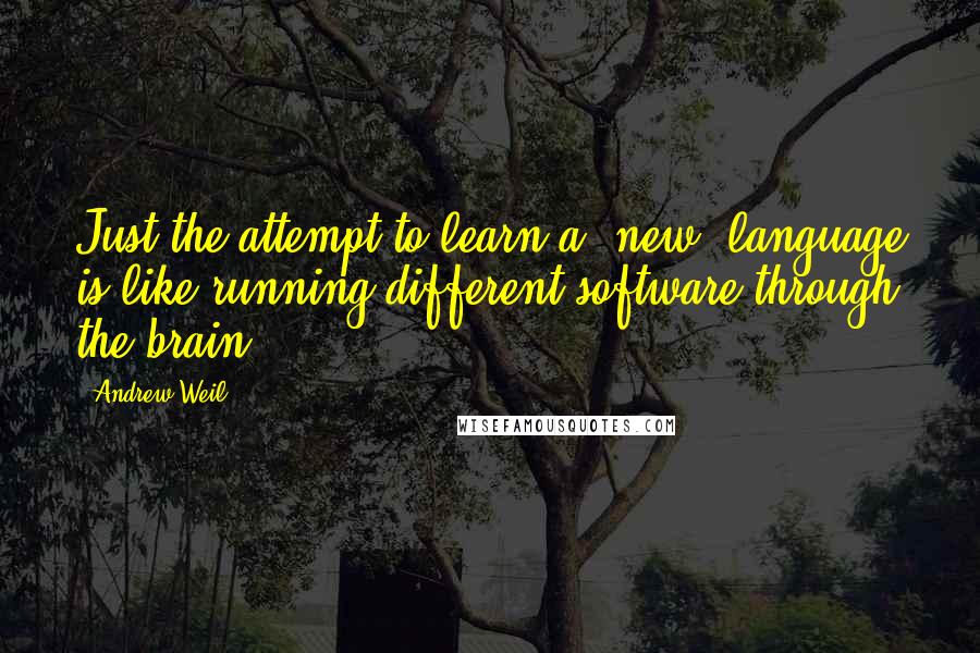 Andrew Weil Quotes: Just the attempt to learn a [new] language is like running different software through the brain.