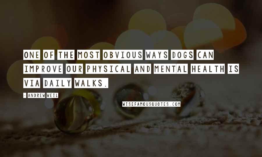 Andrew Weil Quotes: One of the most obvious ways dogs can improve our physical and mental health is via daily walks.