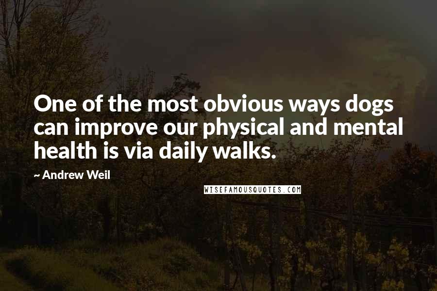 Andrew Weil Quotes: One of the most obvious ways dogs can improve our physical and mental health is via daily walks.