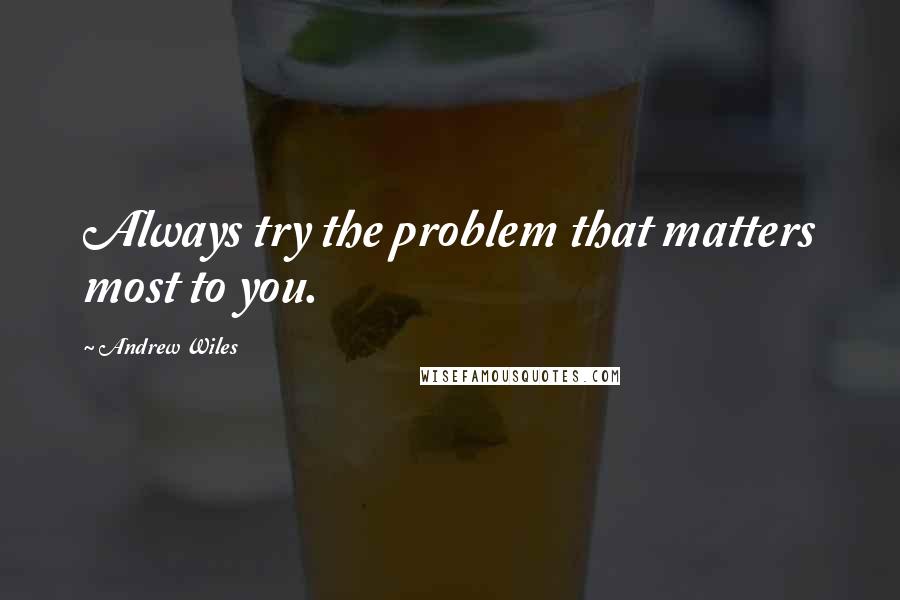 Andrew Wiles Quotes: Always try the problem that matters most to you.