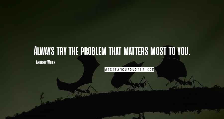 Andrew Wiles Quotes: Always try the problem that matters most to you.