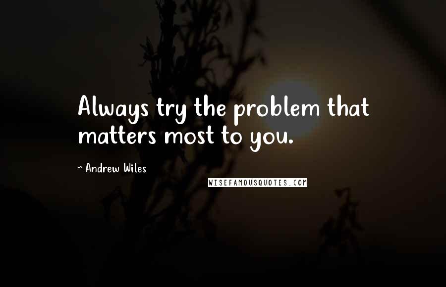 Andrew Wiles Quotes: Always try the problem that matters most to you.