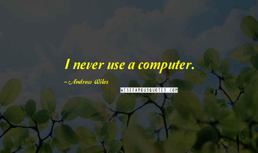 Andrew Wiles Quotes: I never use a computer.
