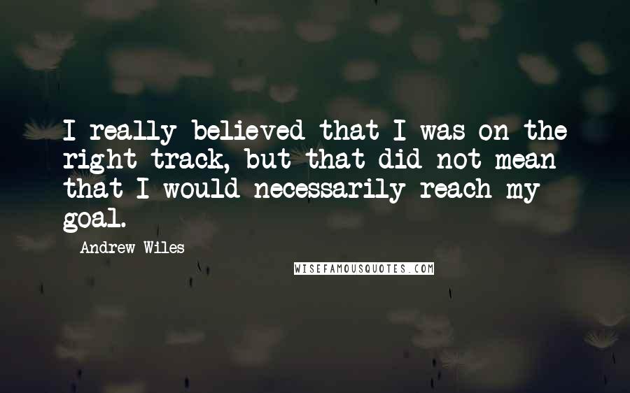 Andrew Wiles Quotes: I really believed that I was on the right track, but that did not mean that I would necessarily reach my goal.