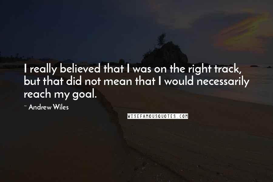 Andrew Wiles Quotes: I really believed that I was on the right track, but that did not mean that I would necessarily reach my goal.