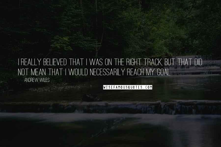 Andrew Wiles Quotes: I really believed that I was on the right track, but that did not mean that I would necessarily reach my goal.