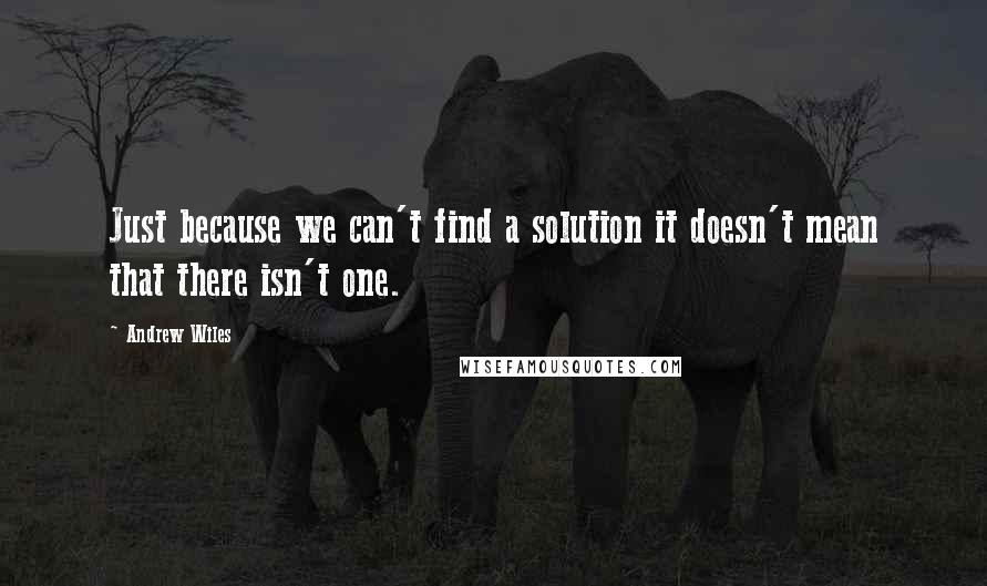 Andrew Wiles Quotes: Just because we can't find a solution it doesn't mean that there isn't one.