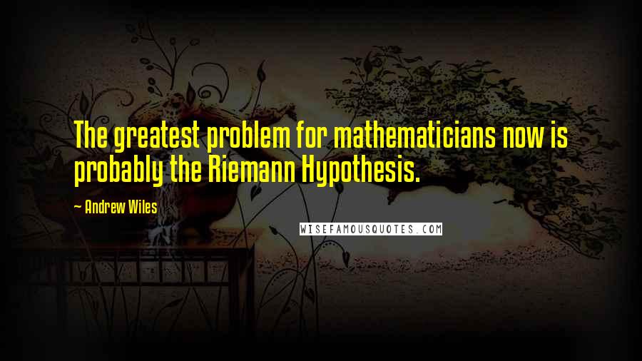 Andrew Wiles Quotes: The greatest problem for mathematicians now is probably the Riemann Hypothesis.