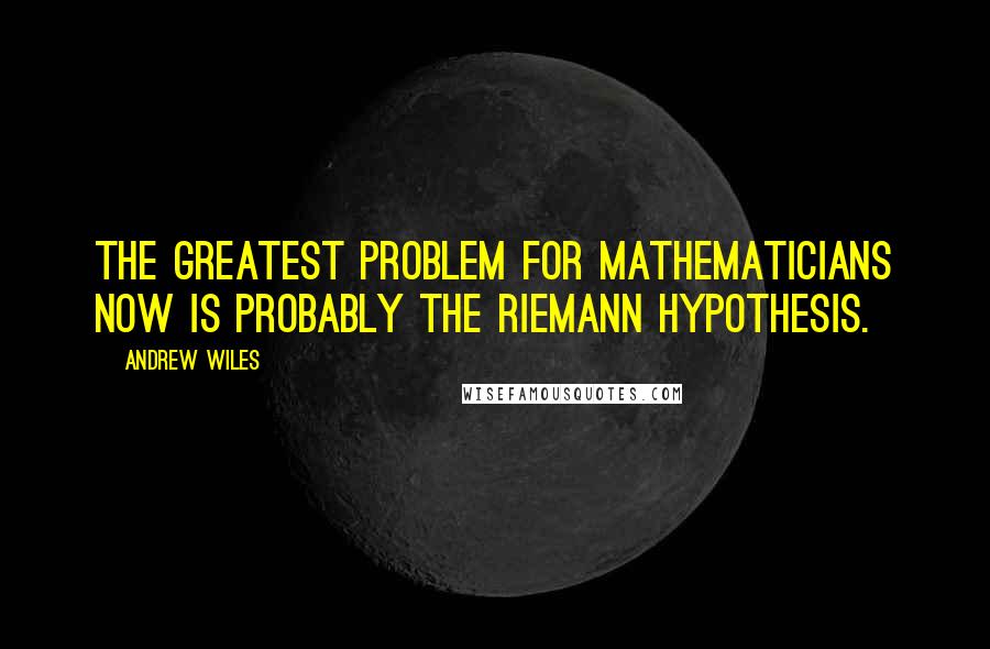 Andrew Wiles Quotes: The greatest problem for mathematicians now is probably the Riemann Hypothesis.