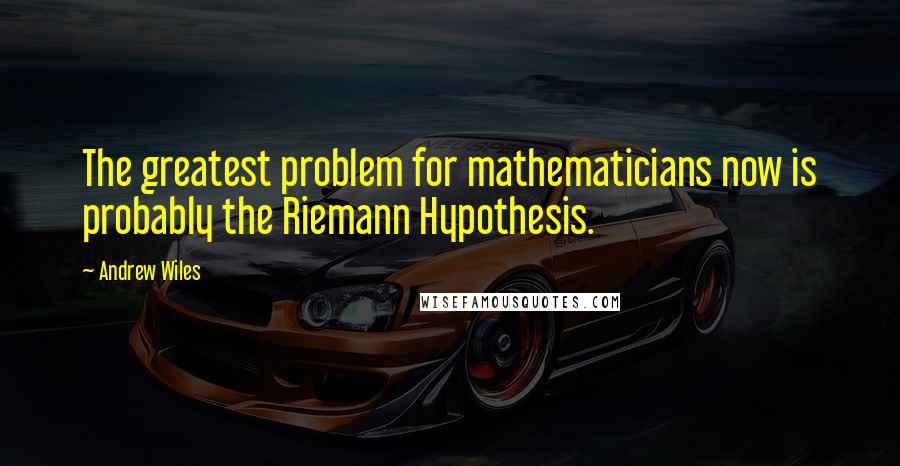 Andrew Wiles Quotes: The greatest problem for mathematicians now is probably the Riemann Hypothesis.