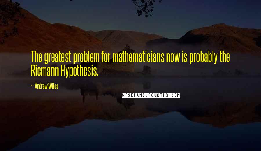 Andrew Wiles Quotes: The greatest problem for mathematicians now is probably the Riemann Hypothesis.