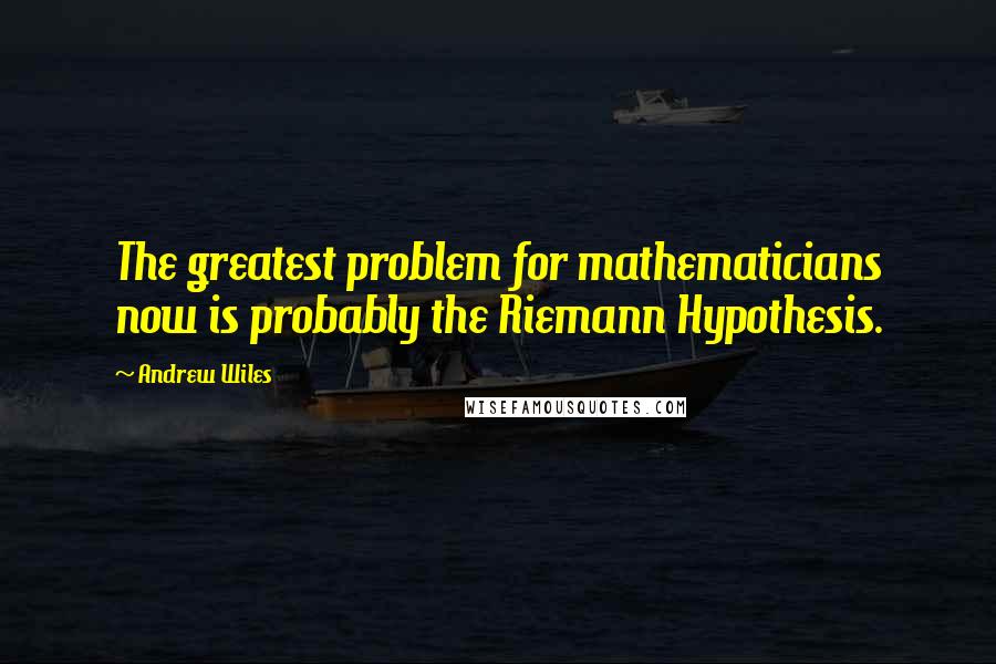 Andrew Wiles Quotes: The greatest problem for mathematicians now is probably the Riemann Hypothesis.