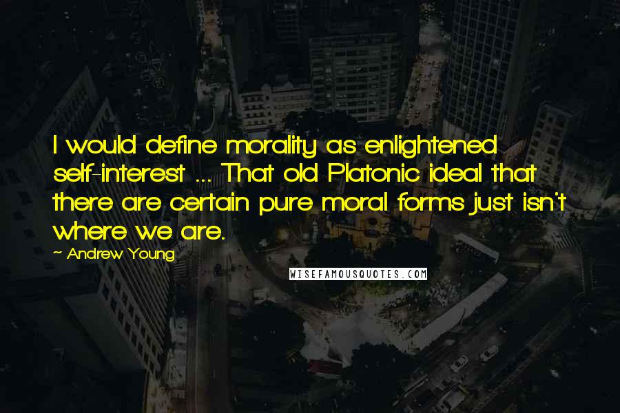 Andrew Young Quotes: I would define morality as enlightened self-interest ... That old Platonic ideal that there are certain pure moral forms just isn't where we are.