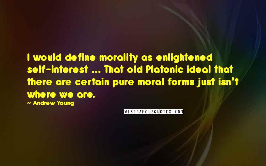 Andrew Young Quotes: I would define morality as enlightened self-interest ... That old Platonic ideal that there are certain pure moral forms just isn't where we are.