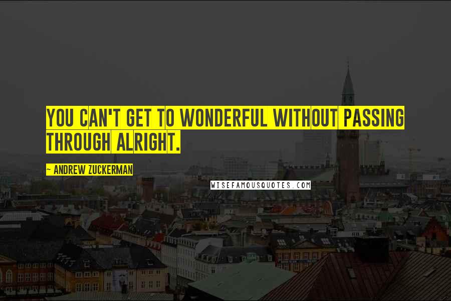 Andrew Zuckerman Quotes: You can't get to wonderful without passing through alright.