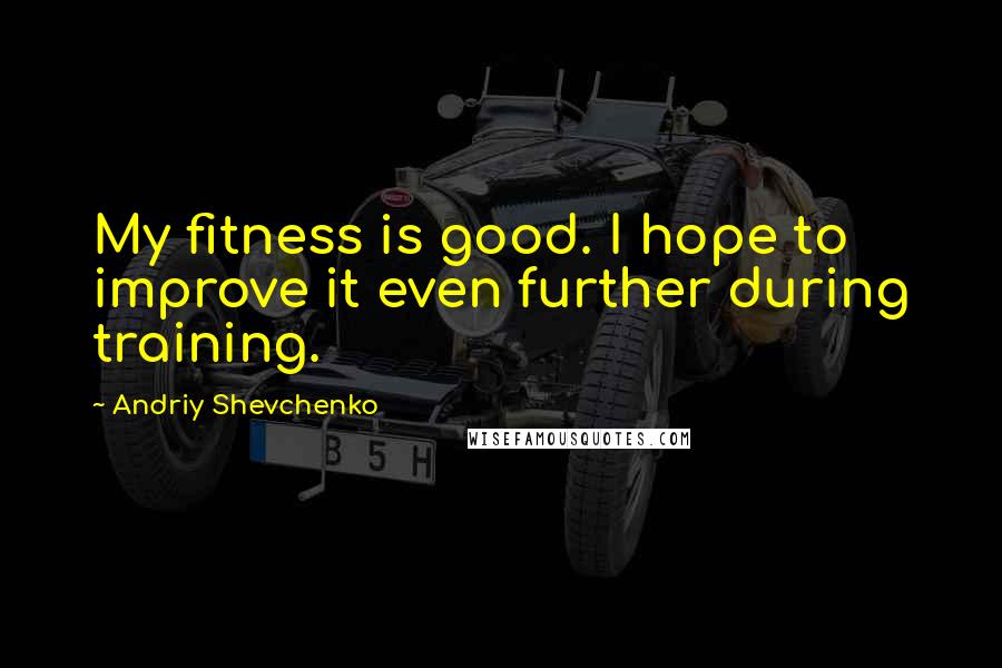 Andriy Shevchenko Quotes: My fitness is good. I hope to improve it even further during training.