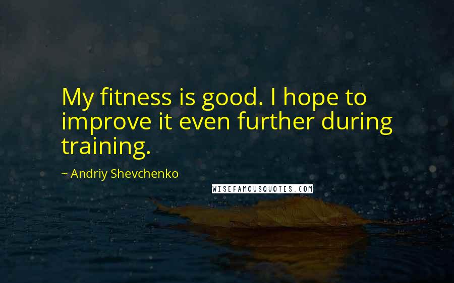 Andriy Shevchenko Quotes: My fitness is good. I hope to improve it even further during training.