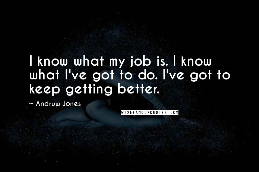 Andruw Jones Quotes: I know what my job is. I know what I've got to do. I've got to keep getting better.