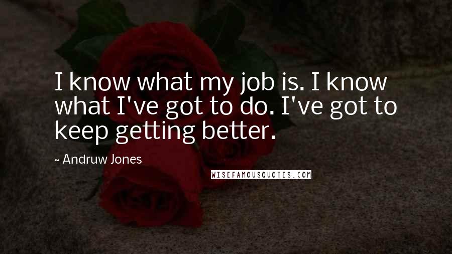 Andruw Jones Quotes: I know what my job is. I know what I've got to do. I've got to keep getting better.