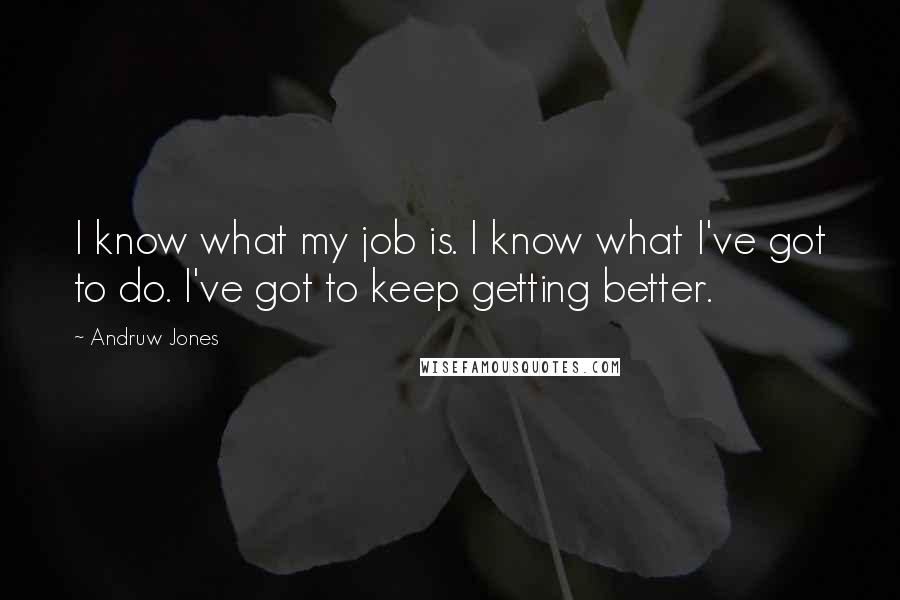Andruw Jones Quotes: I know what my job is. I know what I've got to do. I've got to keep getting better.