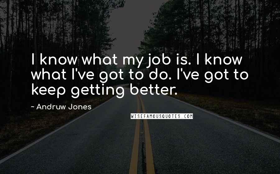 Andruw Jones Quotes: I know what my job is. I know what I've got to do. I've got to keep getting better.
