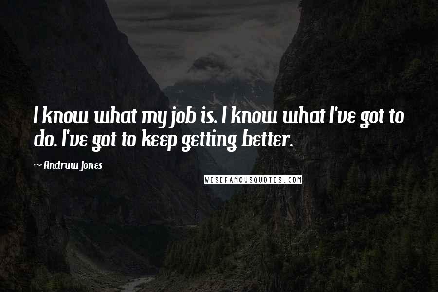 Andruw Jones Quotes: I know what my job is. I know what I've got to do. I've got to keep getting better.
