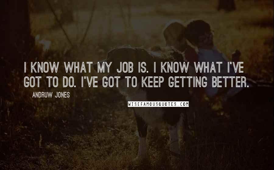 Andruw Jones Quotes: I know what my job is. I know what I've got to do. I've got to keep getting better.