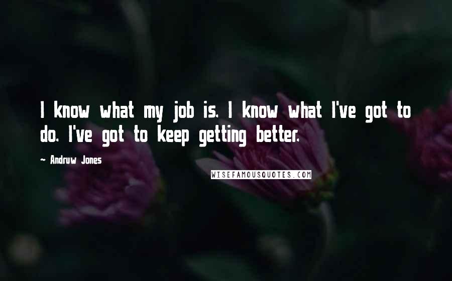 Andruw Jones Quotes: I know what my job is. I know what I've got to do. I've got to keep getting better.