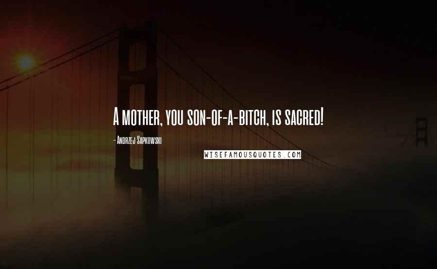 Andrzej Sapkowski Quotes: A mother, you son-of-a-bitch, is sacred!
