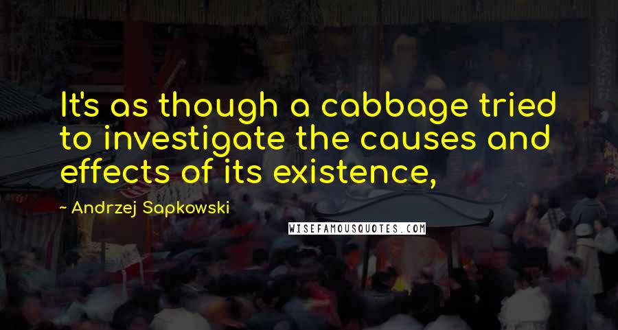 Andrzej Sapkowski Quotes: It's as though a cabbage tried to investigate the causes and effects of its existence,