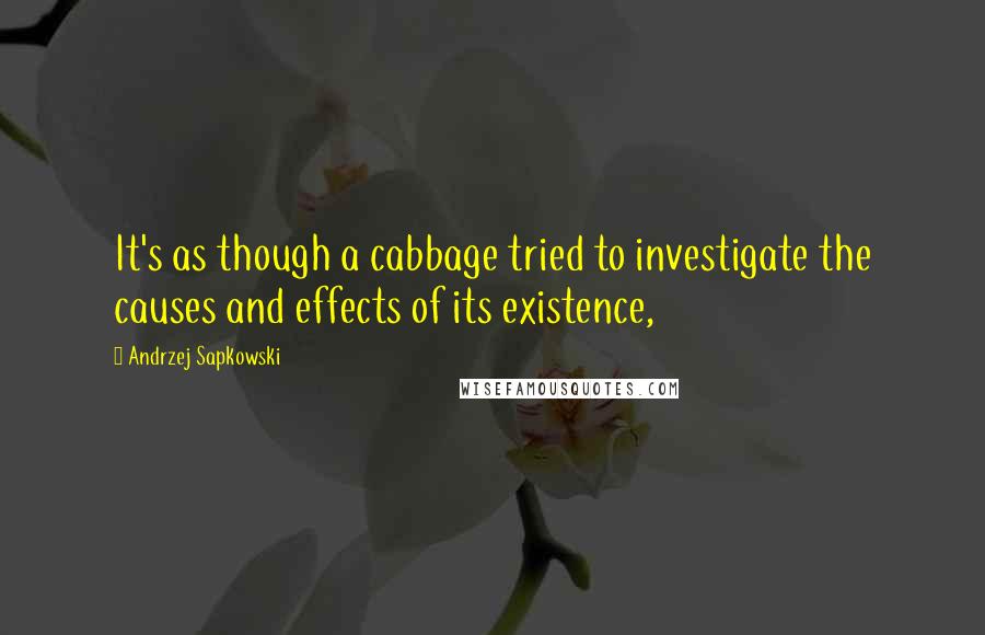 Andrzej Sapkowski Quotes: It's as though a cabbage tried to investigate the causes and effects of its existence,