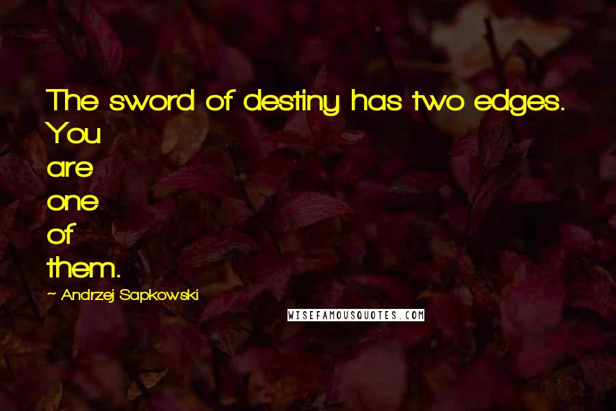 Andrzej Sapkowski Quotes: The sword of destiny has two edges. You are one of them.