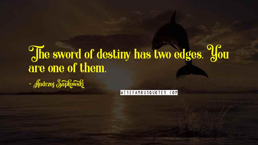 Andrzej Sapkowski Quotes: The sword of destiny has two edges. You are one of them.