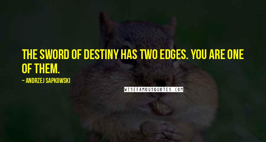 Andrzej Sapkowski Quotes: The sword of destiny has two edges. You are one of them.