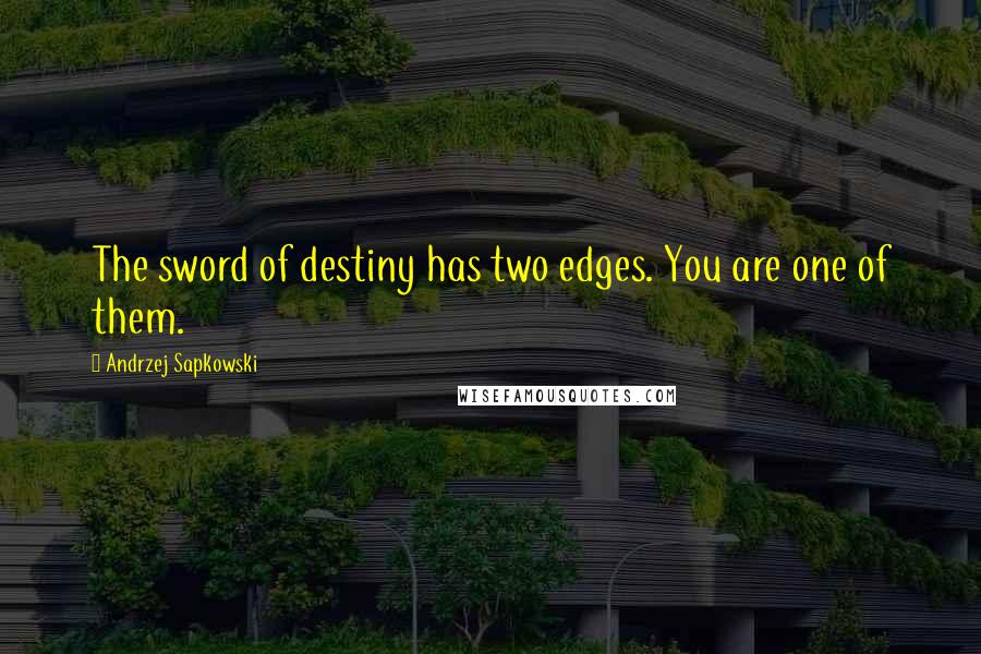 Andrzej Sapkowski Quotes: The sword of destiny has two edges. You are one of them.