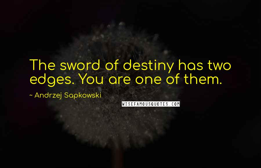 Andrzej Sapkowski Quotes: The sword of destiny has two edges. You are one of them.