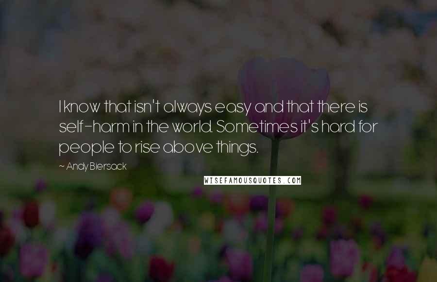 Andy Biersack Quotes: I know that isn't always easy and that there is self-harm in the world. Sometimes it's hard for people to rise above things.