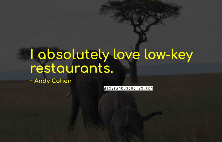 Andy Cohen Quotes: I absolutely love low-key restaurants.