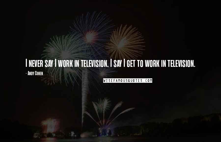 Andy Cohen Quotes: I never say I work in television, I say I get to work in television.